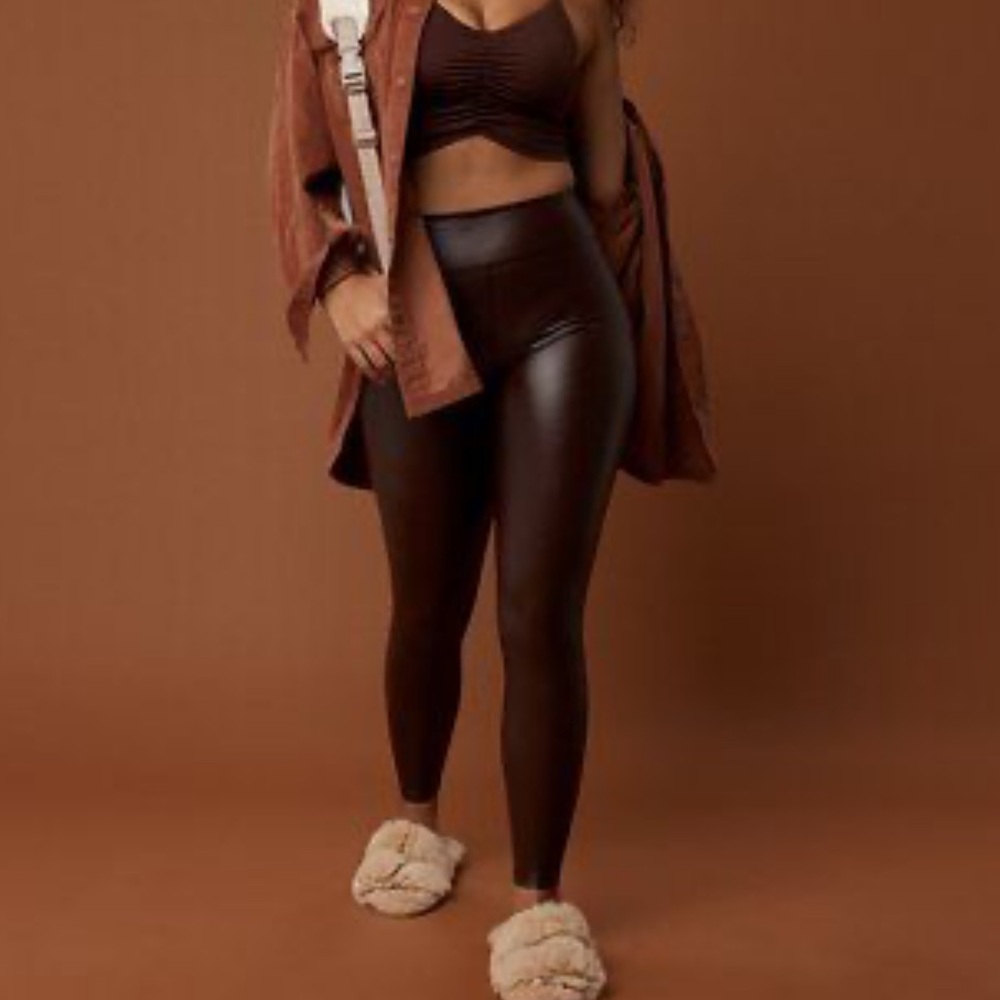 Aerie OFFLINE Brown Leather Leggings 🍂